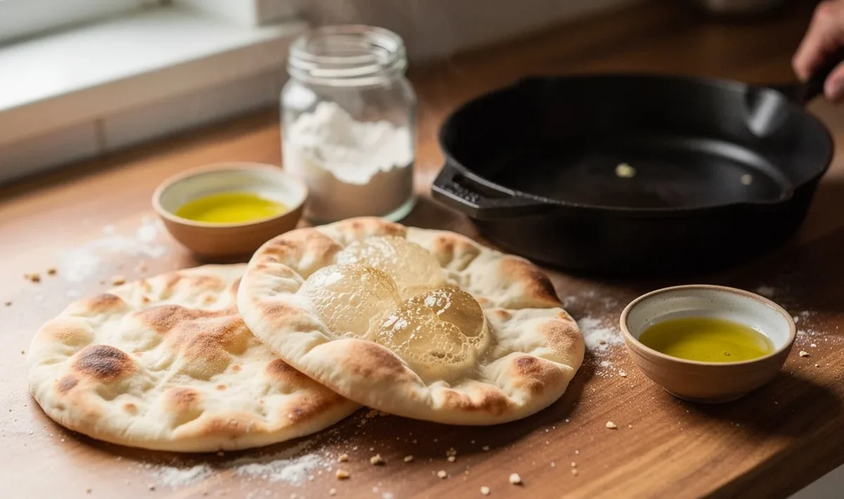 Greitas arabiškos duonos (pitos) kepimas keptuvėje: paprastas ir greitas receptas